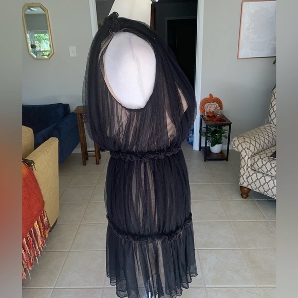 Anthropologie x Zeta Size 2 Tali Black Mesh Mini Dress - Picture 2 of 11